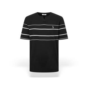 [헤지스] 남성 컬러블럭 슬릿넥 반팔 티셔츠 HZTS5B547BK