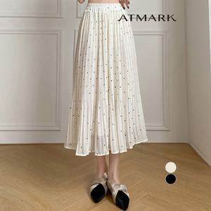ATMARK 잔주름도트밴딩플레어스커트_AA53SK016G