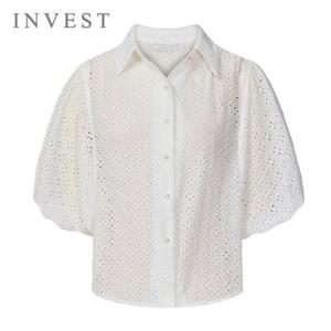 볼륨 소매 아일렛 리본 블라우스_INI5M1BL5311