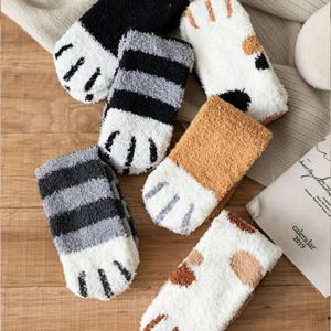 극세사 겨울 고양이 발 수면 양말 DD-11392