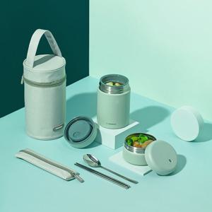 글라스락 플레인 보온도시락 세트 650mL (뮤트그린)