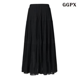 [GGPX]쉬폰 플리츠 롱 스커트 (GPBWH008D)