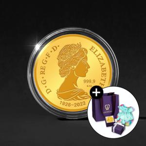 골드팡 24k 행운주화 엘리자베스 순금코인 0.1g + 복패키지 세트