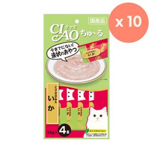 이나바 SC-79 챠오츄르 닭가슴살&오징어 4P x 10개 묶음