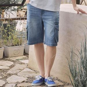 뱅뱅 동백01 린넨 5부 반밴딩 카고 청반바지 NQL354