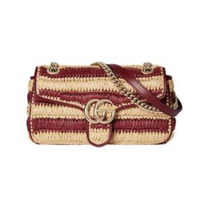 구찌 GG 마몽 우븐 미디움 숄더백 로쏘 앙코라 내츄럴 라피아 이펙트 443497-FAETQ-9542