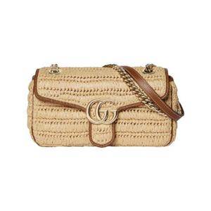 구찌 GG 마몽 우븐 미디움 숄더백 내츄럴 라피아 이펙트 443497-FAEQG-9769