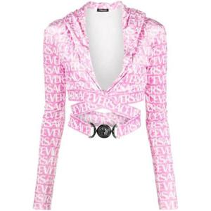 25 FW 베르사체 베르사체 올오버 벨벳 크롭 후드티 10078851A06579 TP436060253