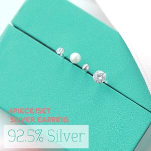 [폭스타일] (4개 1세트) (실버) 4종 실버 귀걸이