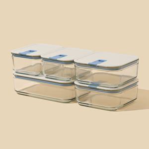 [네오플램]네오플램 퍼펙트씰M 유리 밀폐용기 진공 반찬통 냉동밥보관 냉장고 정리 용기 5종세트 7호