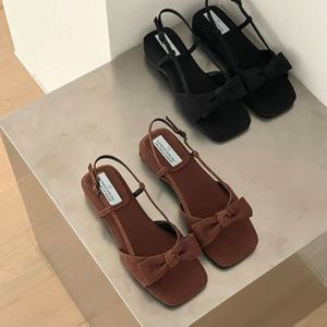 빈티지 스웨이드 2컬러 리본 샌들 RJ-w6218