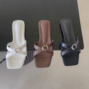 레트로 크로스 버클 베이직 샌들 뮬 RJ-k724