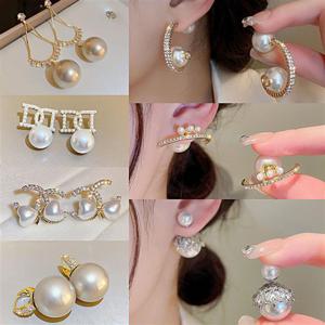 230 특이한 왕 진주 볼드 큐빅 드롭 링 하트 데일리 웨딩 한복 패션 귀걸이 무알러지 은침