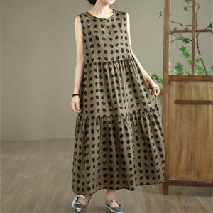 [바바라옷장]2591939 - 츄잉 도트 민소매 롱원피스 여름원피스