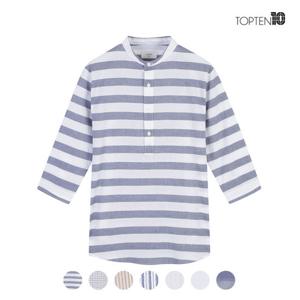 [탑텐][탑텐]남성 쿨 코튼 밴드카라 반오픈 7부 셔츠_MSA2WC1211