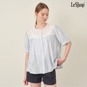 [르샵]펀칭 자수 반팔 블라우스 (DP2BA032A)