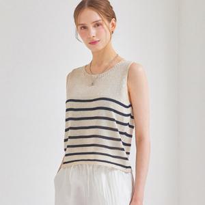 [매긴]슬리브리스 스트라이프 니트_PBMF5M1KT2151