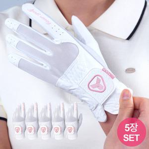 [쇼핑백 증정] 투어골프 쿨 메쉬 반양피 골프장갑 시원한 여름용 5장