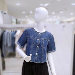 [밸리걸] 롤업 소매 데님 크롭 자켓 셔츠 216900