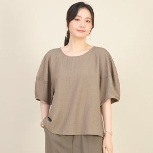 애비뉴투지 엄마옷 린넨 혼방 퍼프소매 얇은 여름 볼륨 반팔 블라우스 B05539