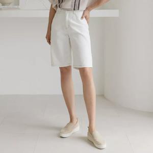 [바네사빈] 스티치 포인트 화이트진 5부반바지 팬츠 바지 v01199