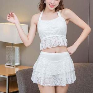 비키니커버업 화이트 비키니 투피스 홀터넥 포인트 순백 천사룩