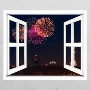 아트박스/꾸밈 cj381-밤하늘폭죽놀이_창문그림액자