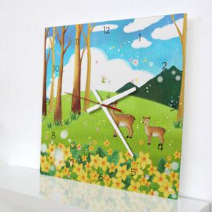 아트박스/꾸밈 cg466-숲속의꽃사슴_인테리어벽시계