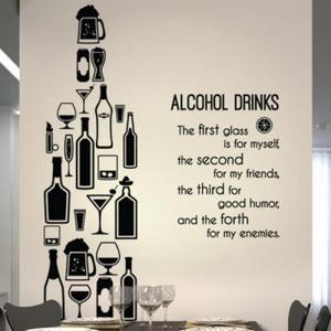 아트박스/꾸밈 ih946-술병과술잔그리고레터링_그래픽스티커