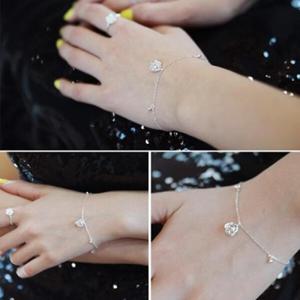 아트박스/숲속드레스 925 플라워펜던트 은팔찌 BS004두줄은팔찌