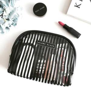 아트박스/블랑블랙 스트라이프 반달 투명 파우치 L