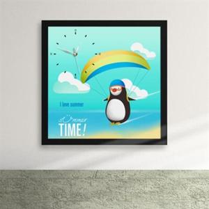 아트박스/꾸밈 cz010-패러글라이딩 팽귄 액자시계