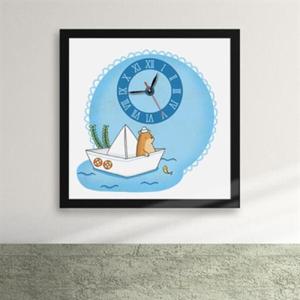 아트박스/꾸밈 cx109-종이배를 탄 곰 액자시계