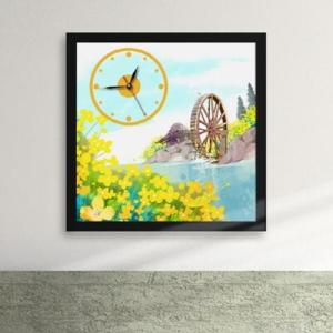 아트박스/꾸밈 ix094-봄꽃과 물레방아 액자시계
