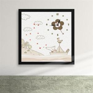 아트박스/꾸밈 ix118-강아지와 닭11-종이배여행 액자시계