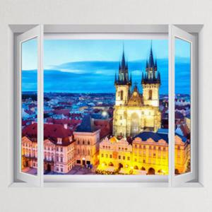 아트박스/꾸밈 cu261-체코_프라하의야경_창문그림액자(중형)