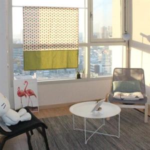 아트박스/모모제작소 투톤 해피캣 북유럽 옥스포드 가리개커튼 1