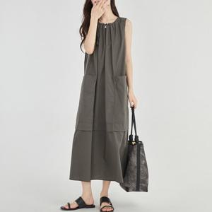 [바바라옷장]255367 - 아웃 빅포켓 민소매 롱원피스 빅사이즈원