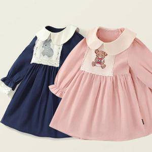 아트박스/엠케이 빈티지자수 여아 긴팔 카라원피스 205596