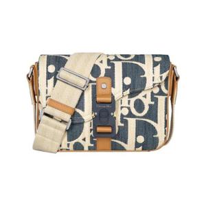 디올 새들 메신저 백 라피아 이펙트 디올 오블리크 데님  그레인드 카프스킨 블루 베이지 브라운 1ADPO398ROM-H567