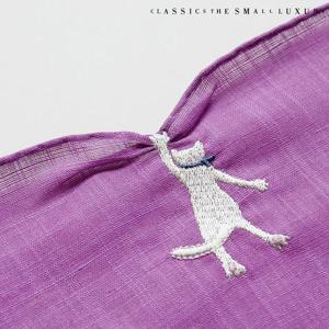 [클래식더스몰럭셔리] 일본 수입 고양이 HANDMADE 손수건 바이올렛 (HC-2DWE501VI)