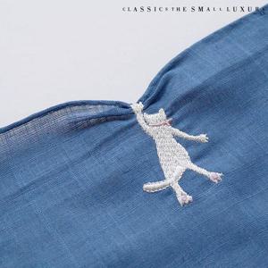 [클래식더스몰럭셔리] 일본 수입 고양이 HANDMADE 손수건 네이비 (HC-2DWE501NA)