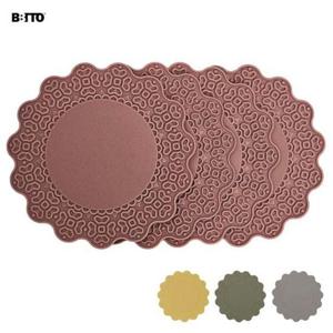 비비또 레이스 컵받침4P BKF1561 실리콘 코스터 카페