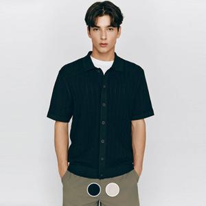 지오다노 055536 9gg 크로쉐 텍스쳐 반팔 폴로넥 가디건 01055536