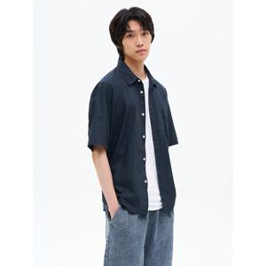 (425665LY1R) [에잇세컨즈] 데일리 코튼 릴렉스드핏 반소매 셔츠  네이비