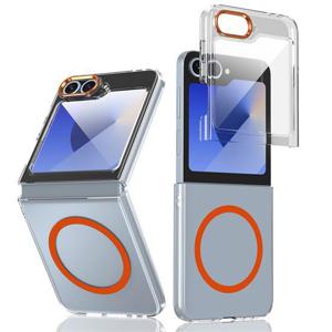 갤럭시Z 플립7 케이스/F766 포인트 메탈 마그네틱 글라스 투명케이스