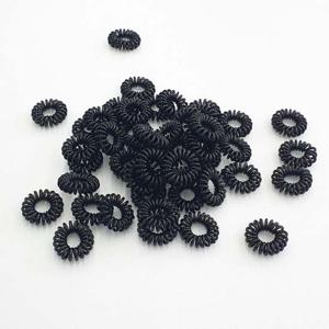 전화선 머리고무줄 스프링머리끈 블랙 10P