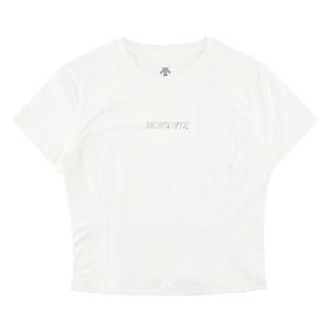 데상트 여성 슬림핏 세미크롭 반팔 티셔츠 SP322TTS76IVY