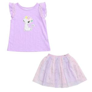 [프랜치캣] 연보라 무지개 샤 스커트 상하세트 Q23DKT180/Q23DKS070