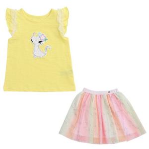 [프랜치캣] 핑크 무지개 샤 스커트 상하세트 Q23DKT190/Q23DKS060